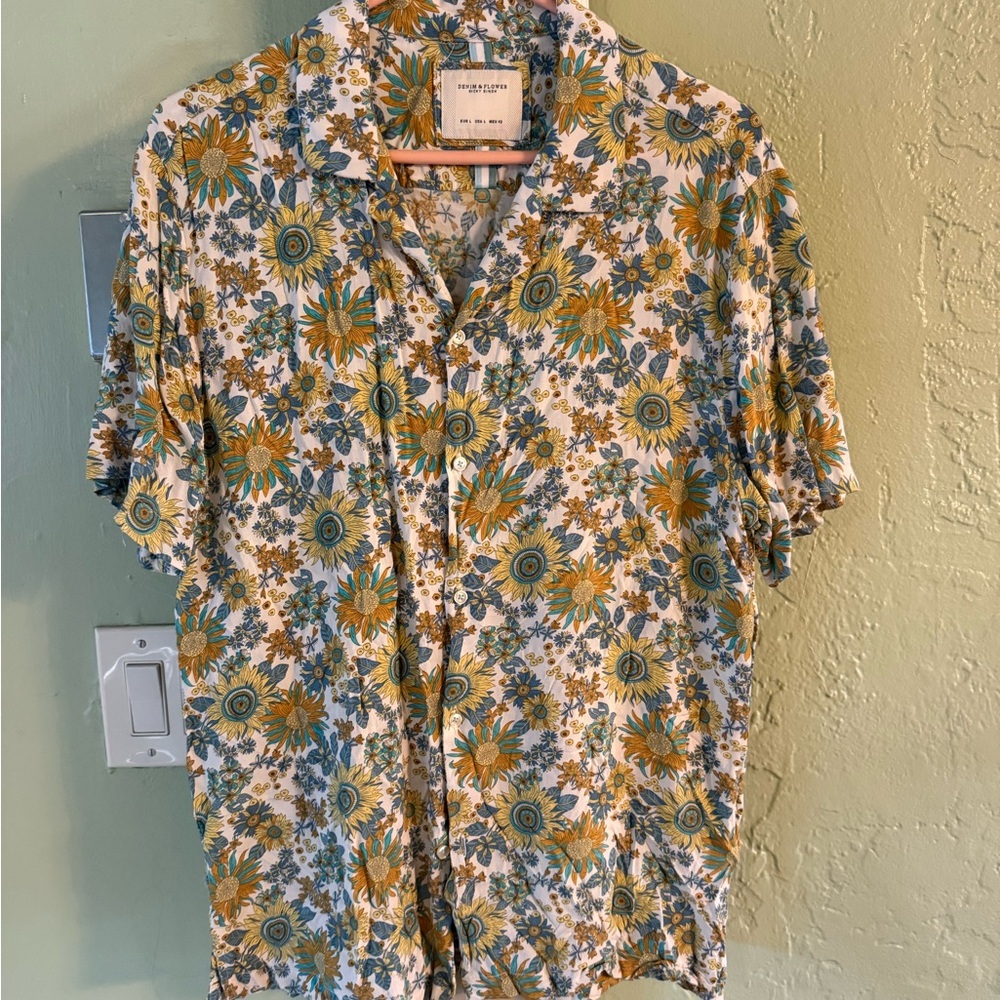 Denim & Flower Sunflower Print Casual Shirt